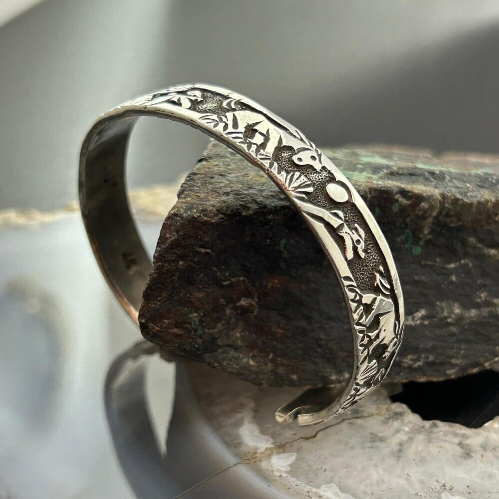 Lloyd Becenti Native American Sterling Horses in The Wild Storyteller Bracelet#1 - Picture 3 of 10